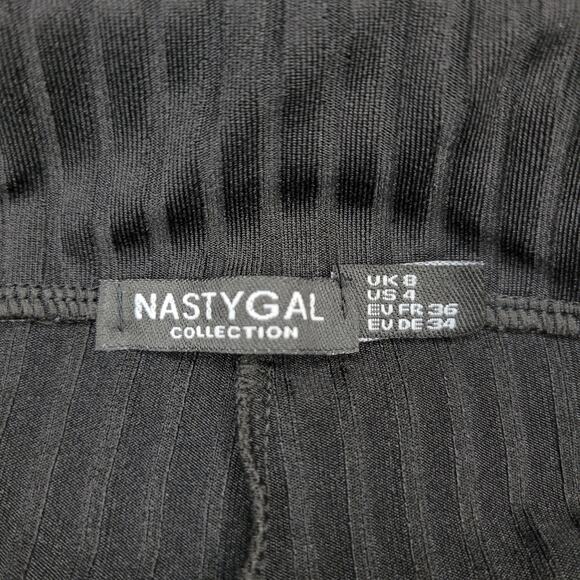 Nasty Gal High Rise Ribbed Cargo Pocket Pants Black | Size 4 - Picture 6 of 8